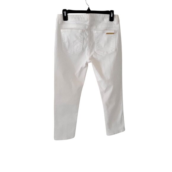 Michael Kors Womens White Skinny Crop Ankle Jeans Gold Accents -SZ 4 - Picture 3 of 8